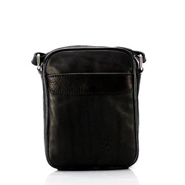 Valódi bőr férfi oldaltáska fekete színben Made in Italy