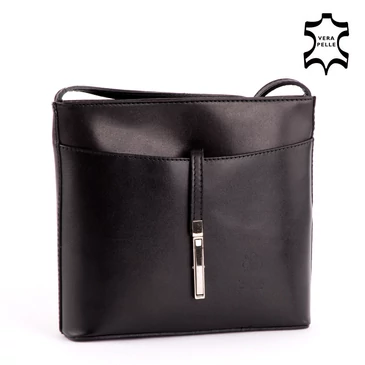 Fairy valódi bőr női oldaltáska fekete színben