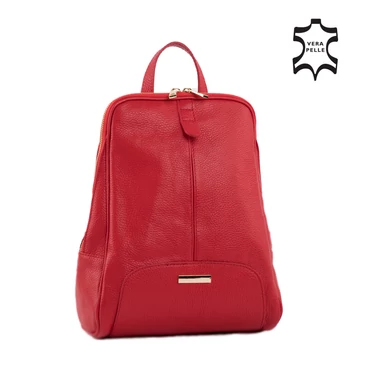 Valódi bőr női hátizsák piros színben