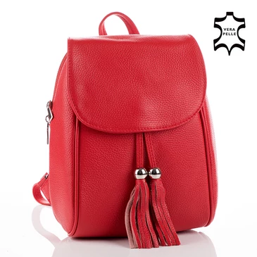 Valódi bőr női hátizsák piros színben