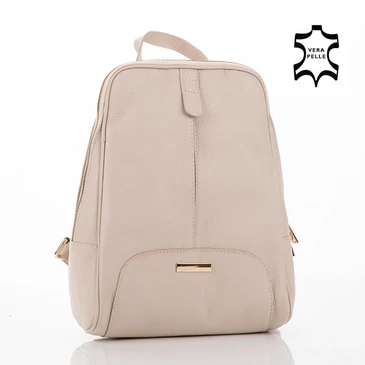 Valódi bőr női hátizsák világosbézs színben