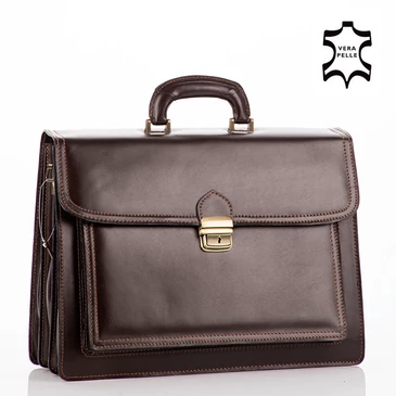 Valódi bőr aktatáska 3 részes Sötétbarna színben