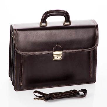 Maxmoda olasz tripla rekeszes vágott zsebes férfi világosbarna bőr aktatáska