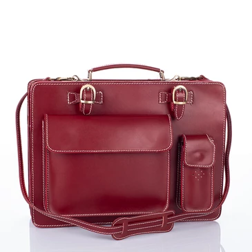 Valódi bőr aktatáska nagy méret bordó színben
