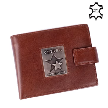 Jelvényes Valódi Bőr Férfi pénztárca Barna színben