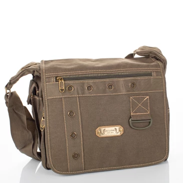 Vászon oldaltáska khaki színben 6052-khaki