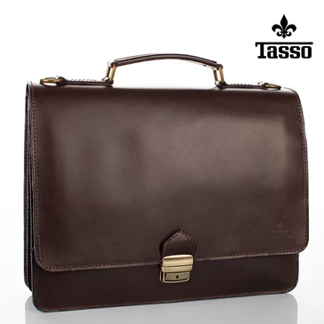 TASSO Tolltartós valódi bőr aktatáska 2 részes sötétbarna