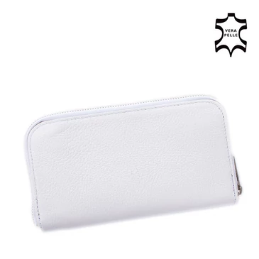 Valódi bőr fehér színű körbezippes női pénztárca