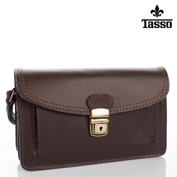 TASSO Valódi bőr autóstáska sötétbarna színben