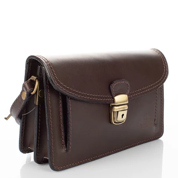 TASSO Valódi bőr autóstáska sötétbarna színben