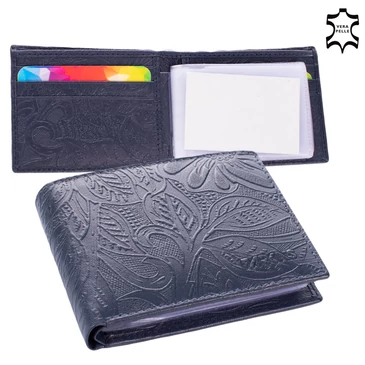 Virágmintás női bőr kártyatartó kék színben 126-blue