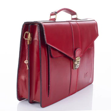 Valódi bőr aktatáska 2 részes piros színben