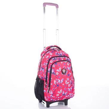 Gurulós iskolatáska Pink pillangó mintával