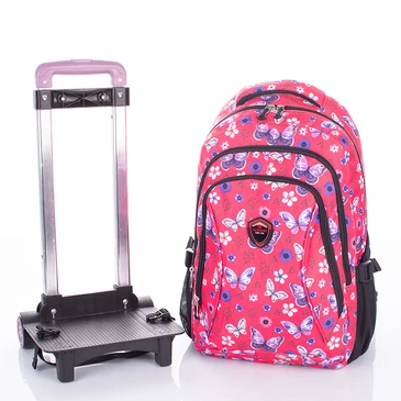 Gurulós iskolatáska Pink pillangó mintával