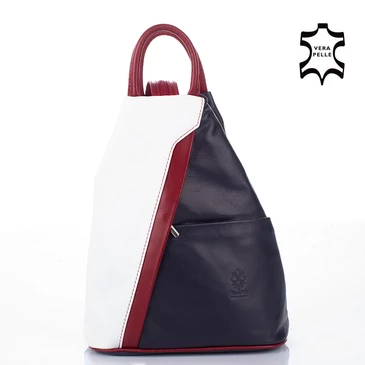 Valódi bőr női hátizsák Kék Piros Fehér színben S6925