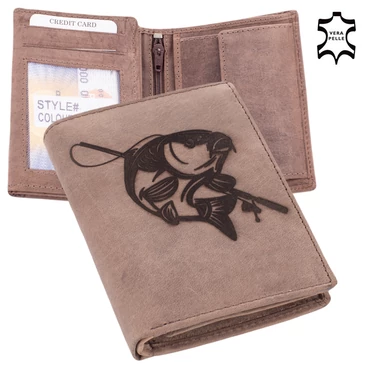 Horgász pénztárca bőr / ponty mintával 5700-fishing