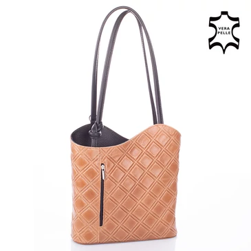 FAIRY Valódi bőr női válltáska hátitáska barna színben