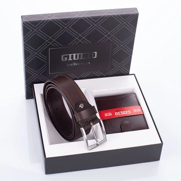 GIULIO valódi bőr pénztárca és öv ajándékcsomag