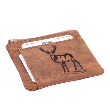 Vadász Bőr Kulcstartó és kártyatartó szarvas mintával