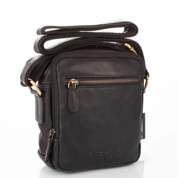 Férfi bőr oldaltáska fekete színben FK0023 Black