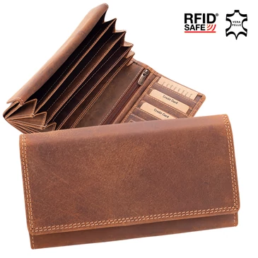 Valódi bőr brifkó pénztárca barna színben díszdobozban