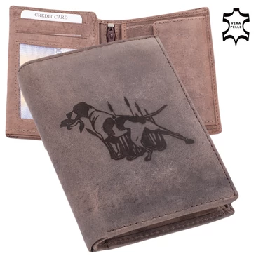 Vadászkutyás bőr pénztárca díszdobozban 