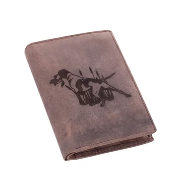 Vadászkutyás bőr pénztárca díszdobozban 