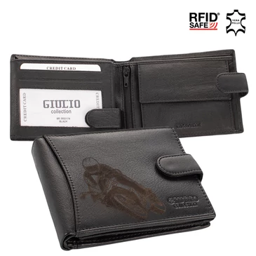 Motoros bőr férfi pénztárca díszdobozban