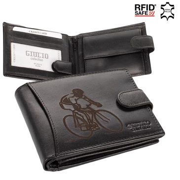 Bőr férfi pénztárca Kerékpáros mintával RFID rendszerrel Díszdobozban ( 8 kártyatartó )