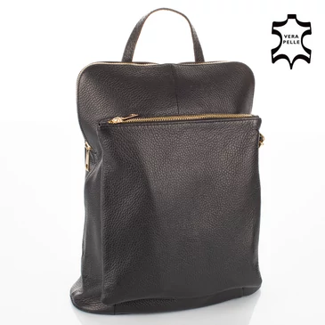 Valódi bőr női hátizsák Ipad tartóval fekete színben