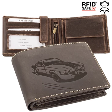 GIULIO valódi bivalybőr autós férfi pénztárca díszdobozban RFID rendszerrel 