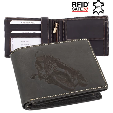 GIULIO valódi bivaly bőr motoros férfi pénztárca díszdobozban RFID rendszerrel 