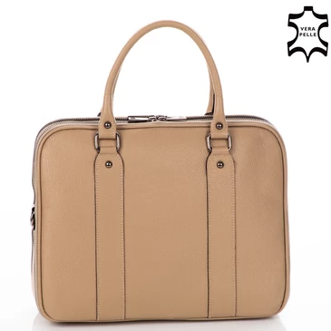Laptoptartós Valódi bőr üzleti táska NT 8890 Beige