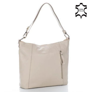 Valódi bőr női táska világosbézs színben