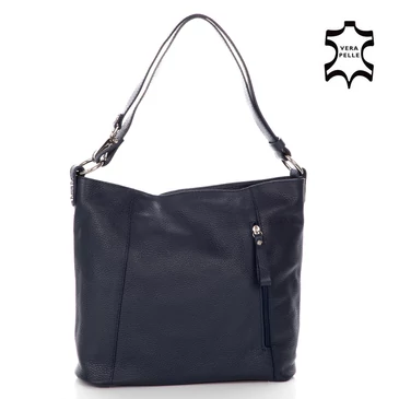 Valódi bőr női táska sötétkék színben