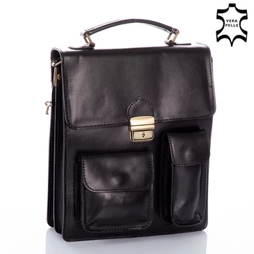 Valódi bőr férfi válltáska fekete színben