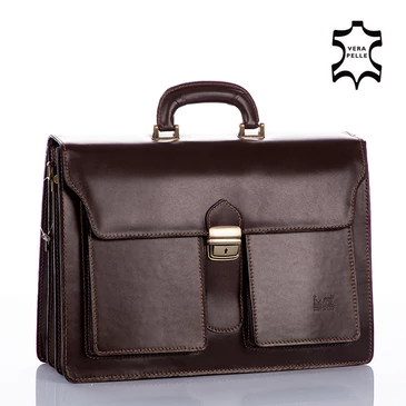 Maxmoda Valódi bőr aktatáska 3 részes sötétbarna színben