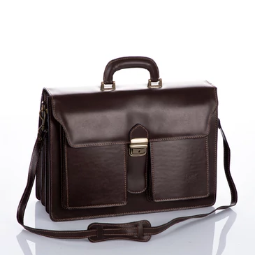 Maxmoda Valódi bőr aktatáska 3 részes sötétbarna színben