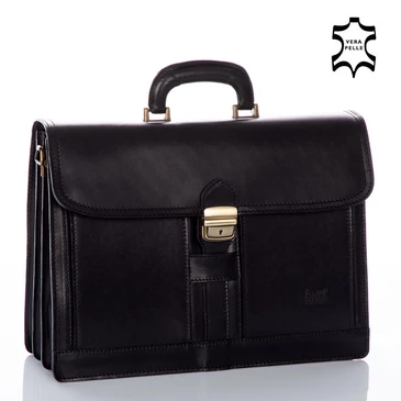 Maxmoda Valódi bőr aktatáska 3 részes fekete színben