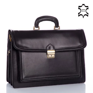 Maxmoda Valódi bőr aktatáska 3 részes fekete színben