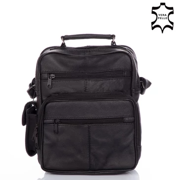 Valódi bőr férfi oldaltáska fekete színben HSC-84 Black