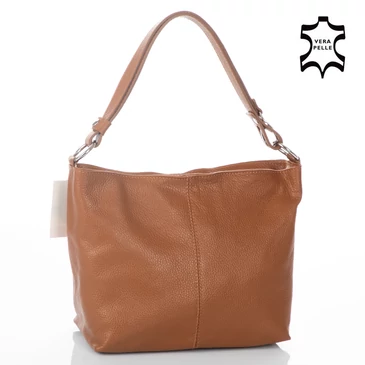 Valódi bőr női táska világosbarna színben