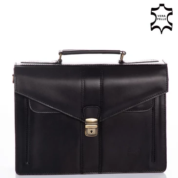 Valódi bőr 2 részes fekete aktatáska IK-050 Black