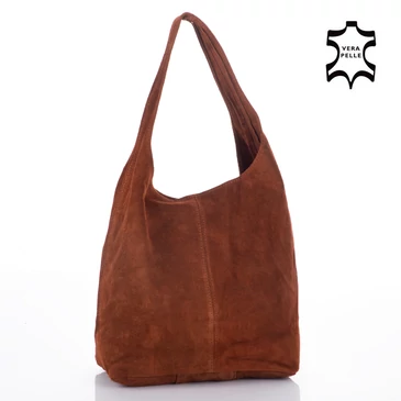 Valódi velúrbőr női táska csokoládébarna színben