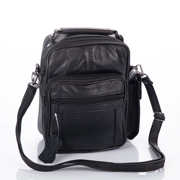 Valódi bőr férfi oldaltáska fekete színben GP-2P Black