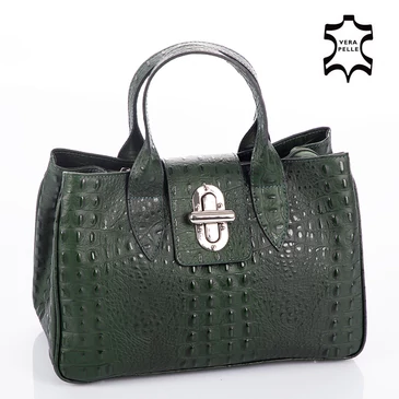 Valódi bőr női táska zöld színben