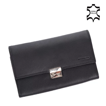 Vera Pelle valódibőr Brifkó pénztárca pincér pénztárca fekete színben