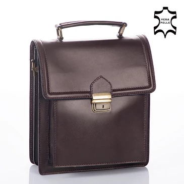  Valódi bőr férfi oldaltáska sötétbarna színben