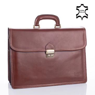 Maxmoda Valódi bőr aktatáska 3 részes világosbarna