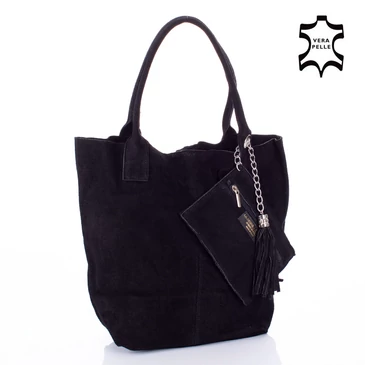Valódi velúrbőr női táska S6813 Black